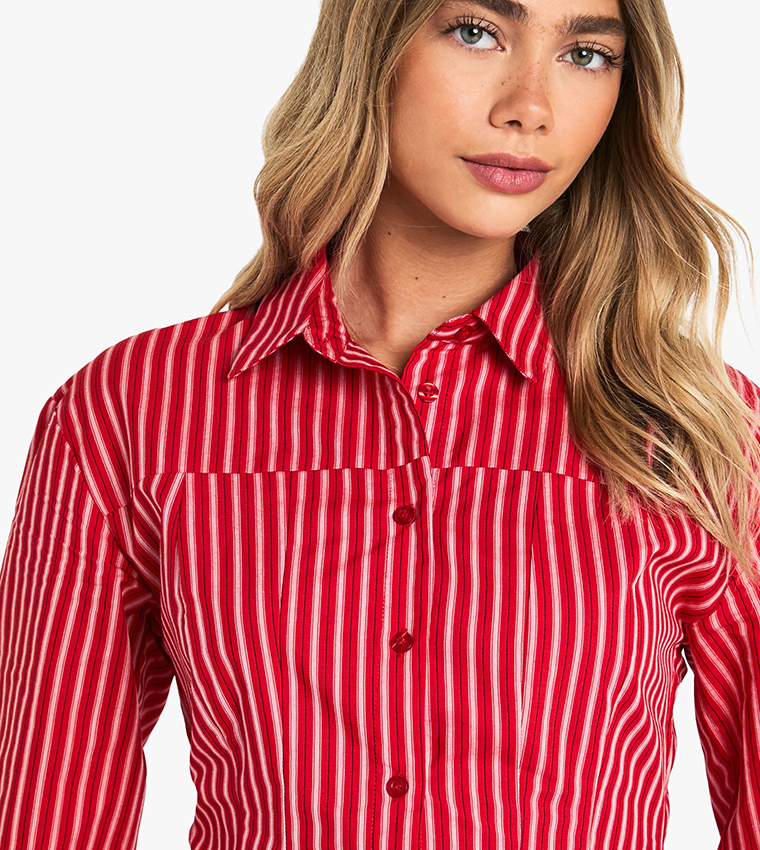 Striped Cinched Waist Shirt