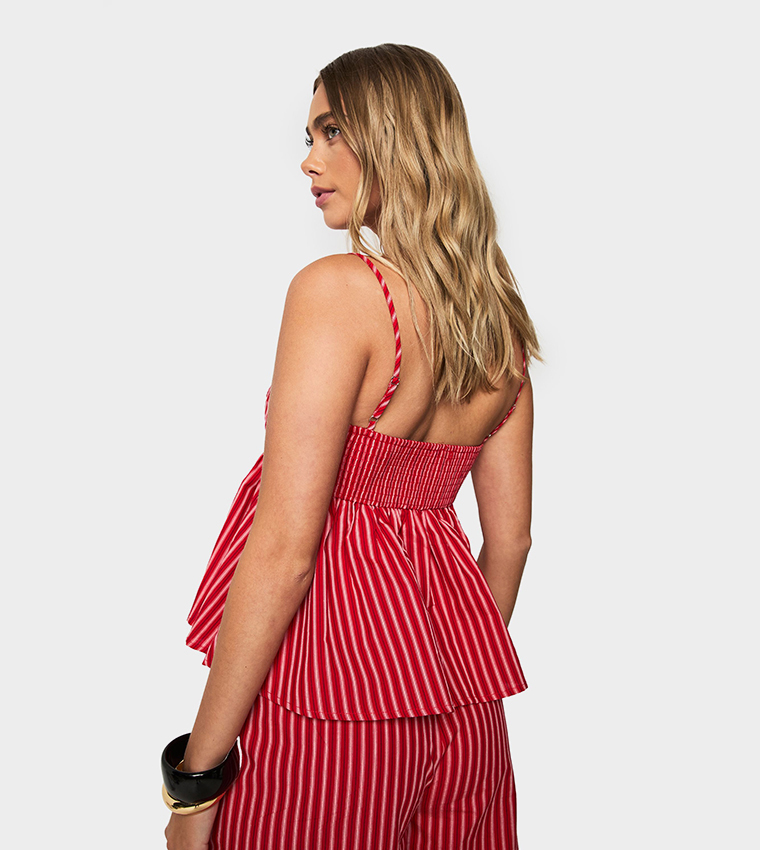 Striped Peplum Cami Top