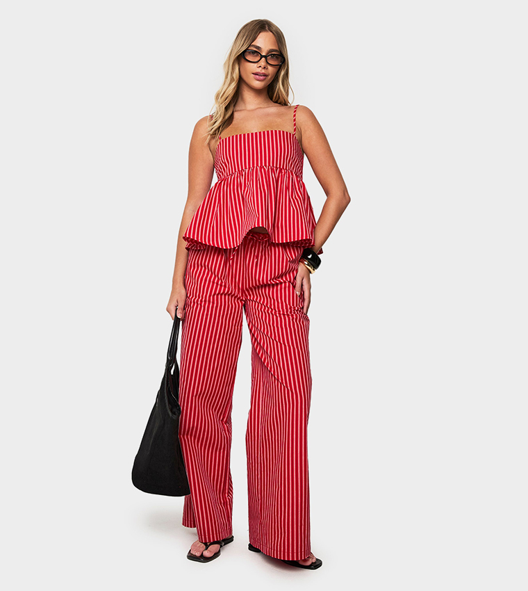 Striped Peplum Cami Top
