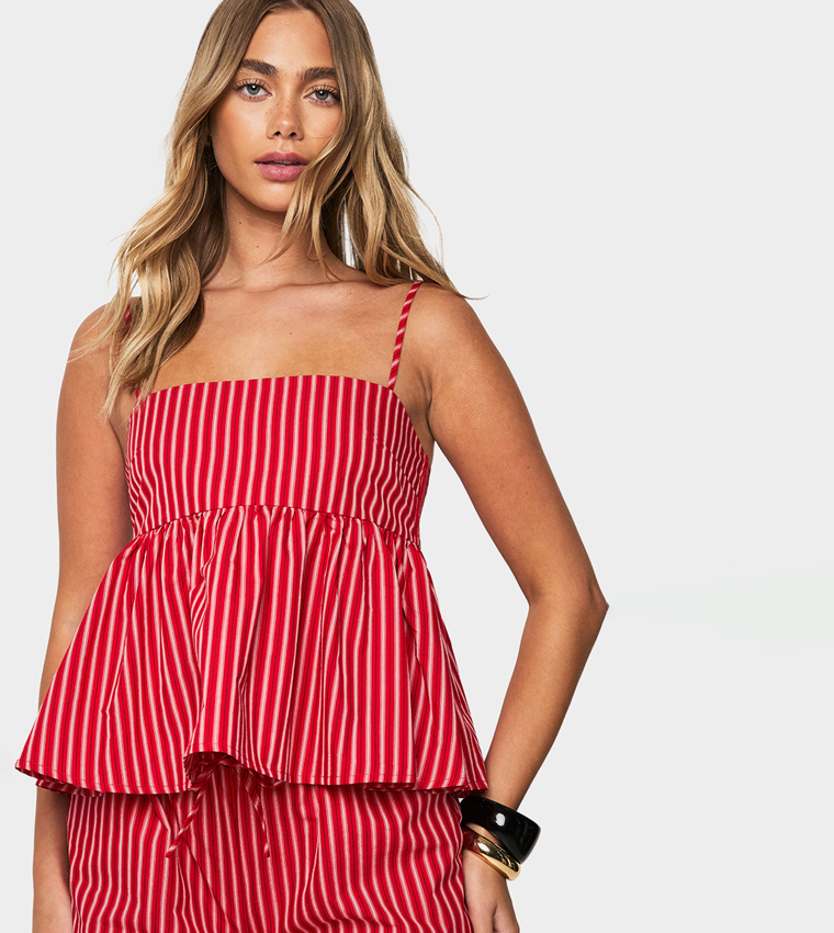 Striped Peplum Cami Top