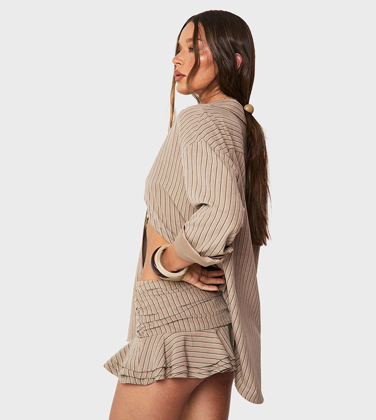 Striped Ruffle Micro Mini Skirt