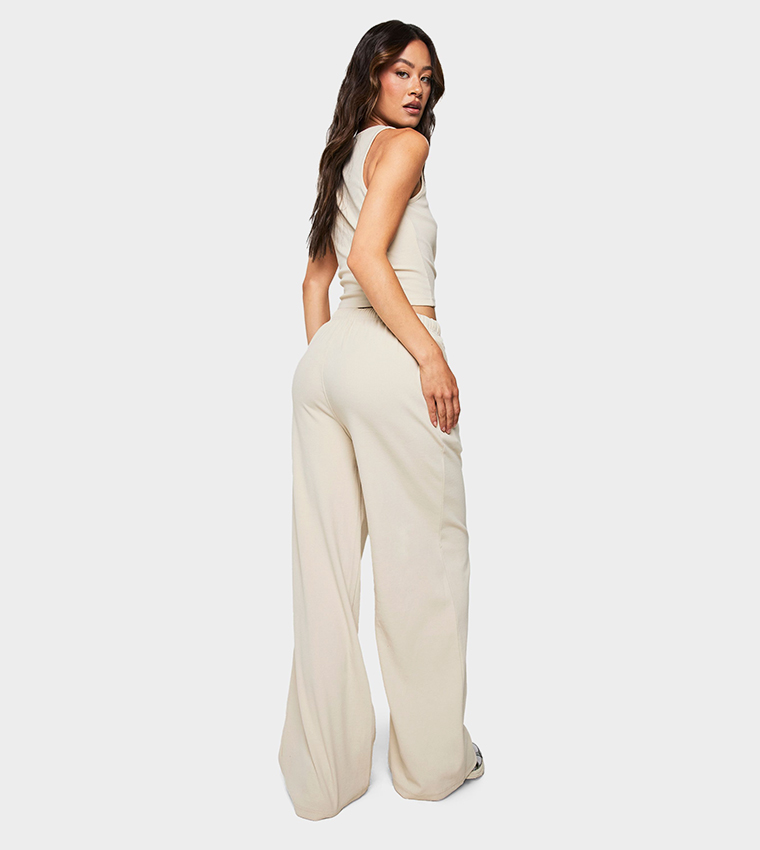 Tall Ribbed Wide Leg Trouser