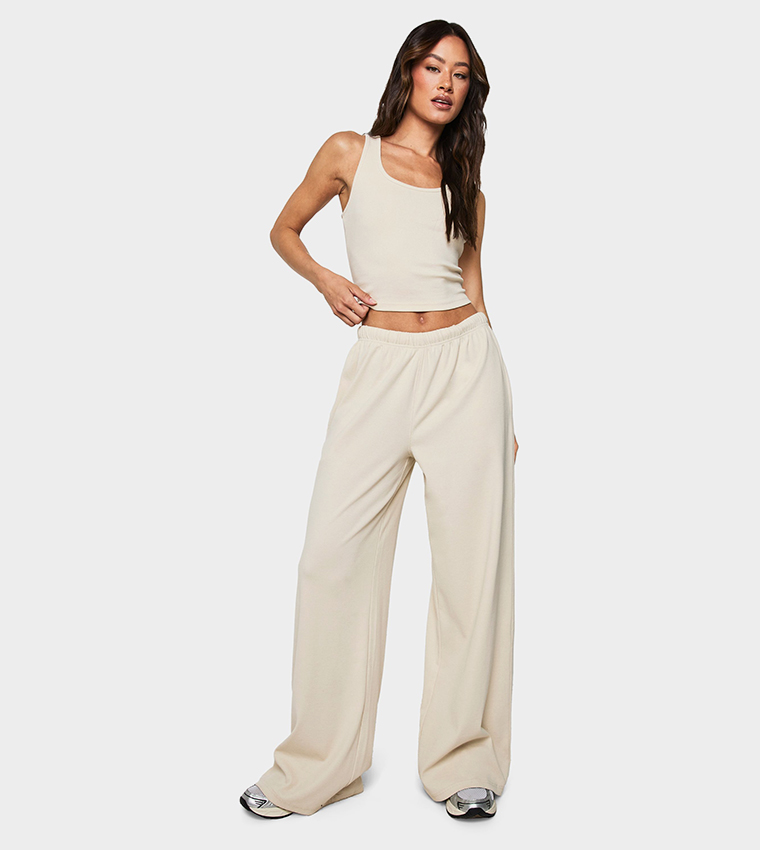 Tall Ribbed Wide Leg Trouser