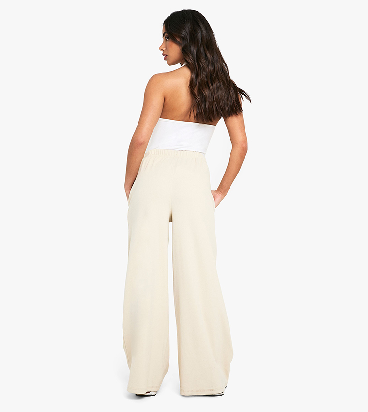 Petite Ribbed Wide Leg Sweatpants