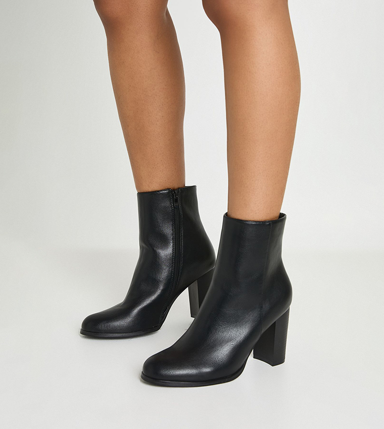 Wide Fit Block High Heel Ankle Boots