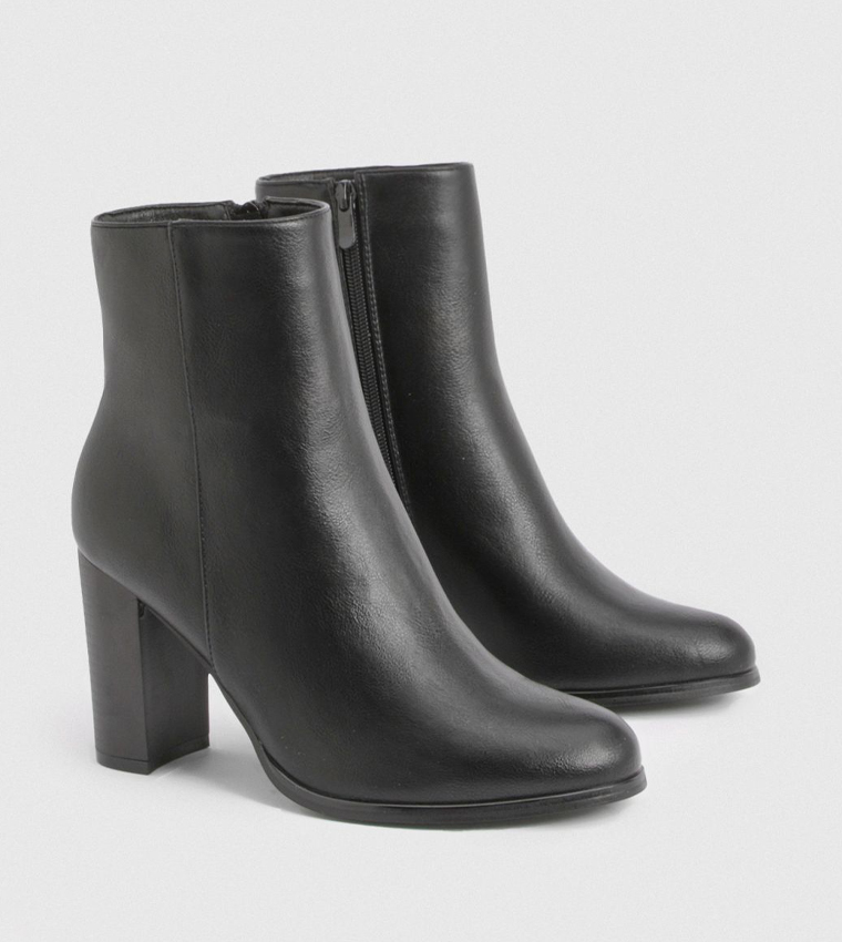 Wide Fit Block High Heel Ankle Boots
