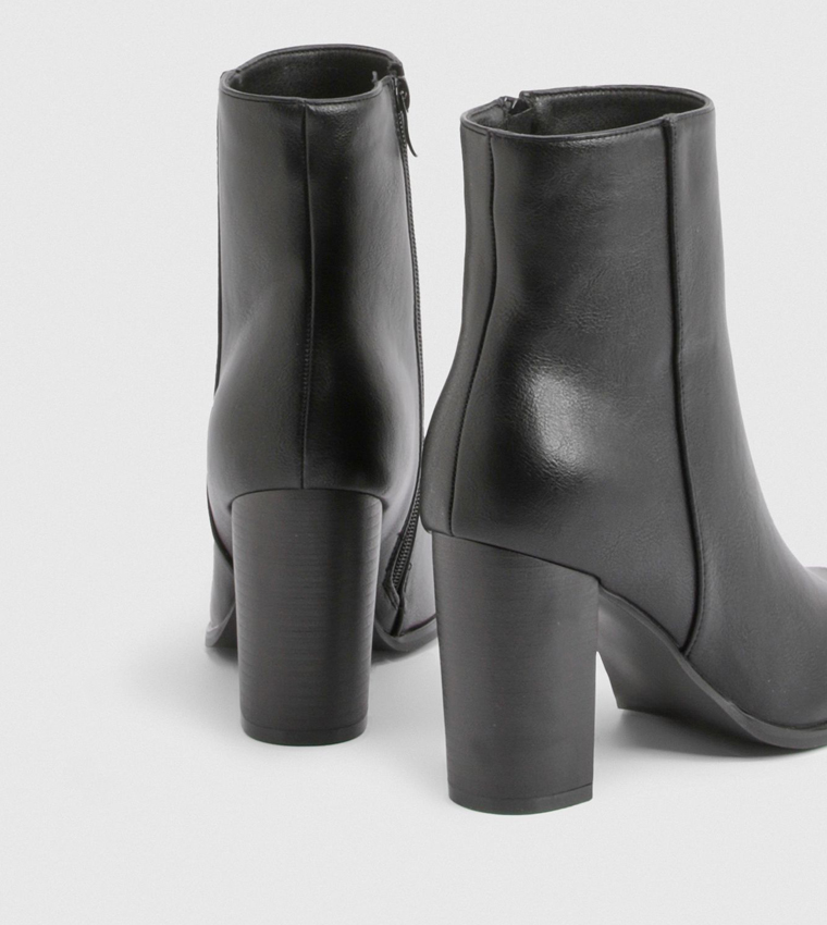 Wide Fit Block High Heel Ankle Boots