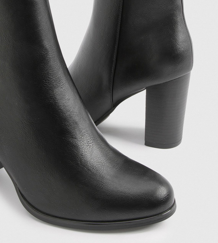 Wide Fit Block High Heel Ankle Boots