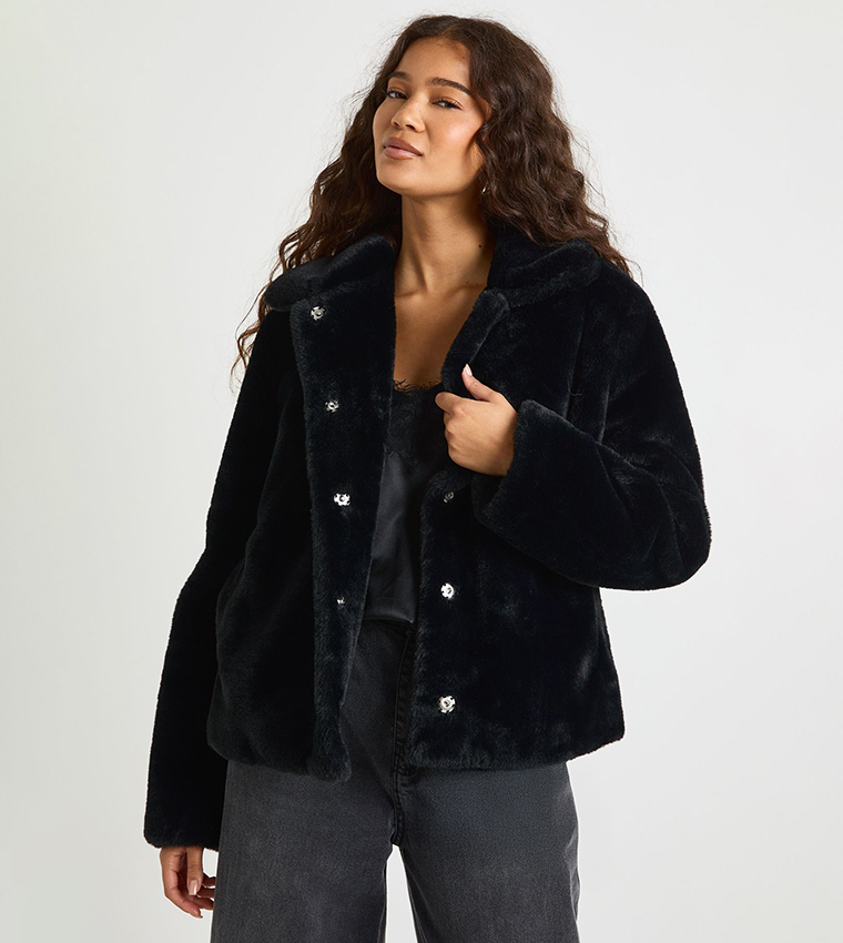Fur Collared Long Sleeves Jacket