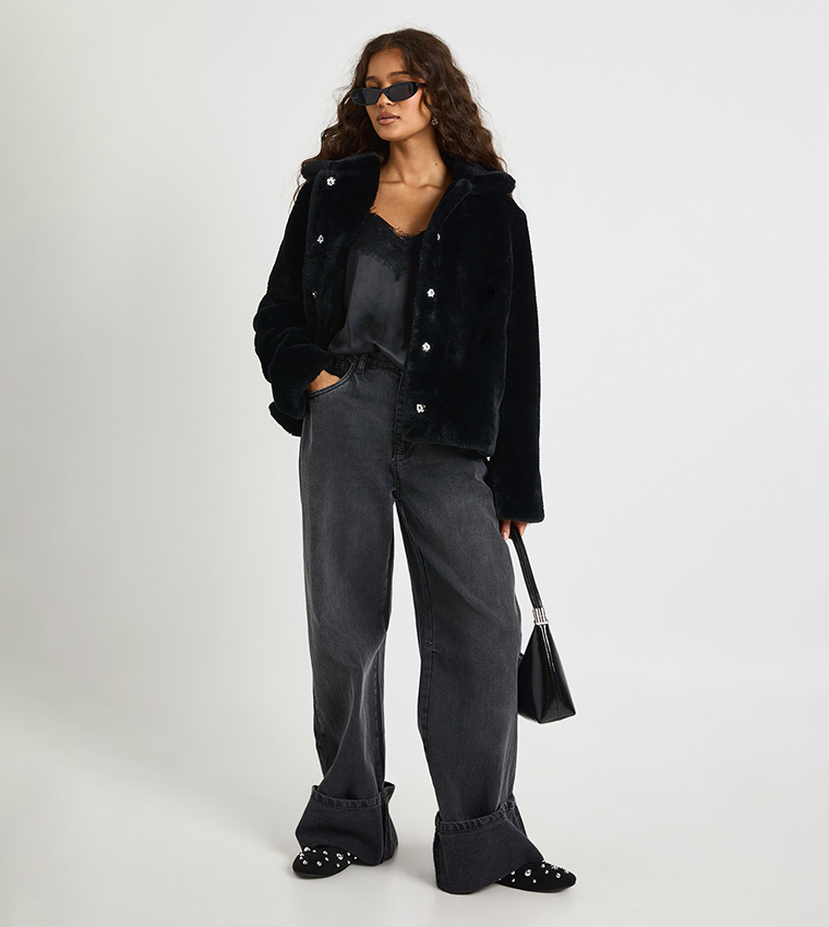 Fur Collared Long Sleeves Jacket