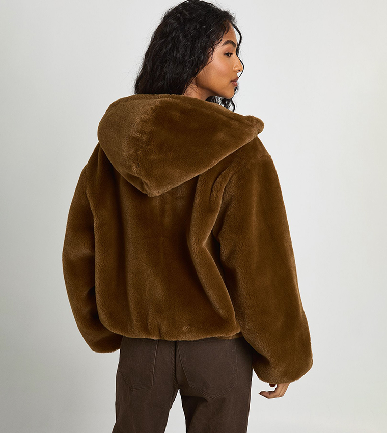 Fur Hooded Bomber Jacket