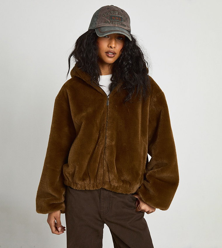 Fur Hooded Bomber Jacket
