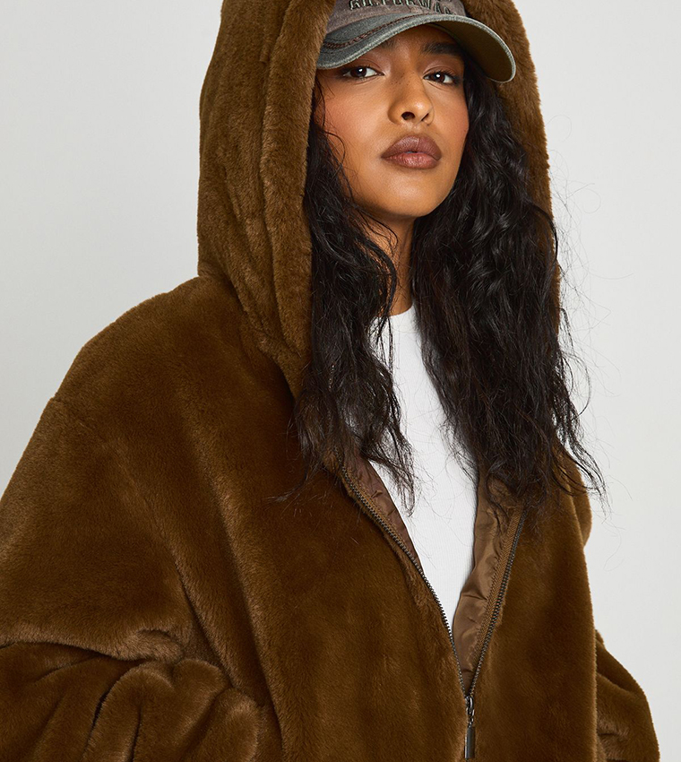 Fur Hooded Bomber Jacket