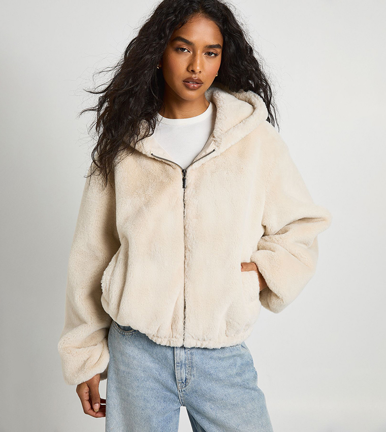 Fur Hooded Bomber Jacket