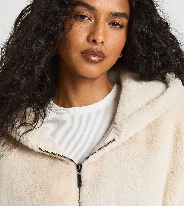 Fur Hooded Bomber Jacket