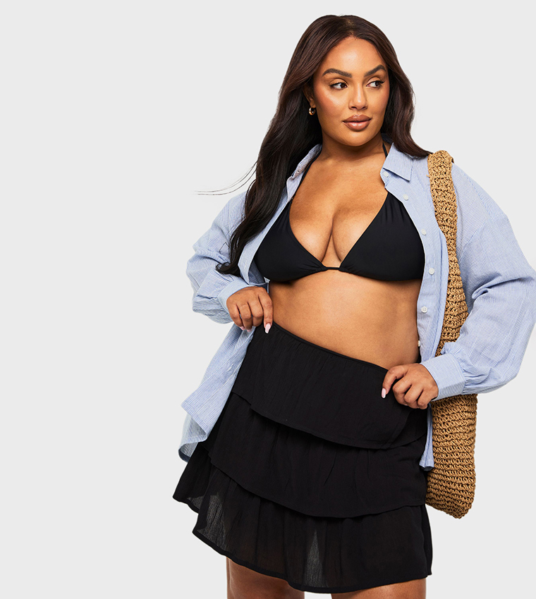 Mini Skirt Plus Size Ruffle Skirts Women Smocked Ruffle Mini Skirt