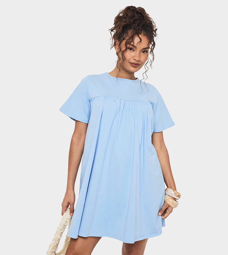 Solid Crew Neck T-Shirt Dress