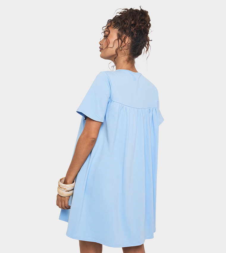 Solid Crew Neck T-Shirt Dress