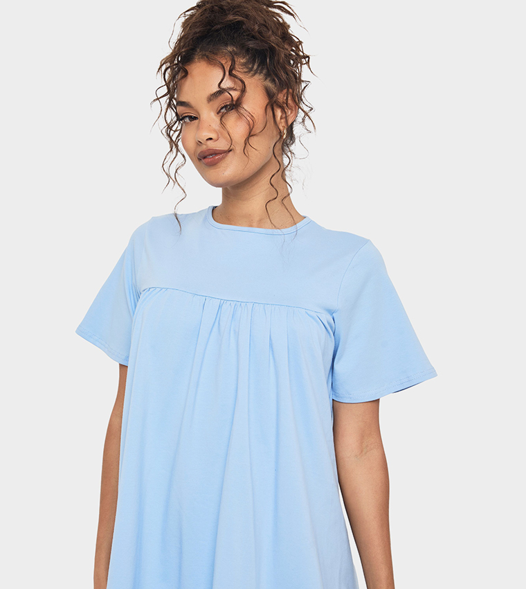Solid Crew Neck T-Shirt Dress