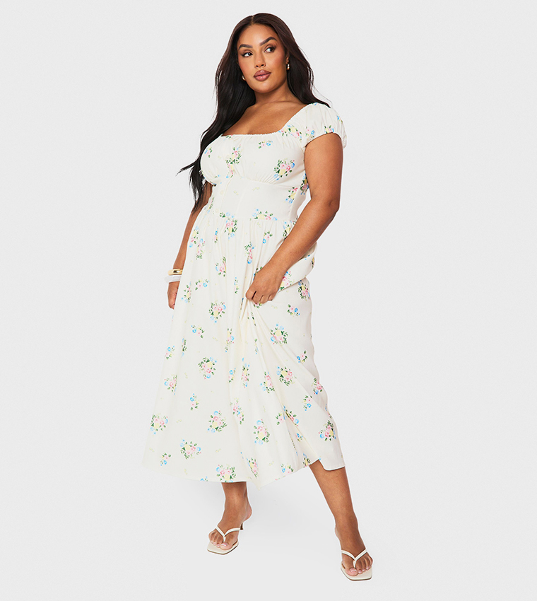 Curve Printed Midi Skater Dress