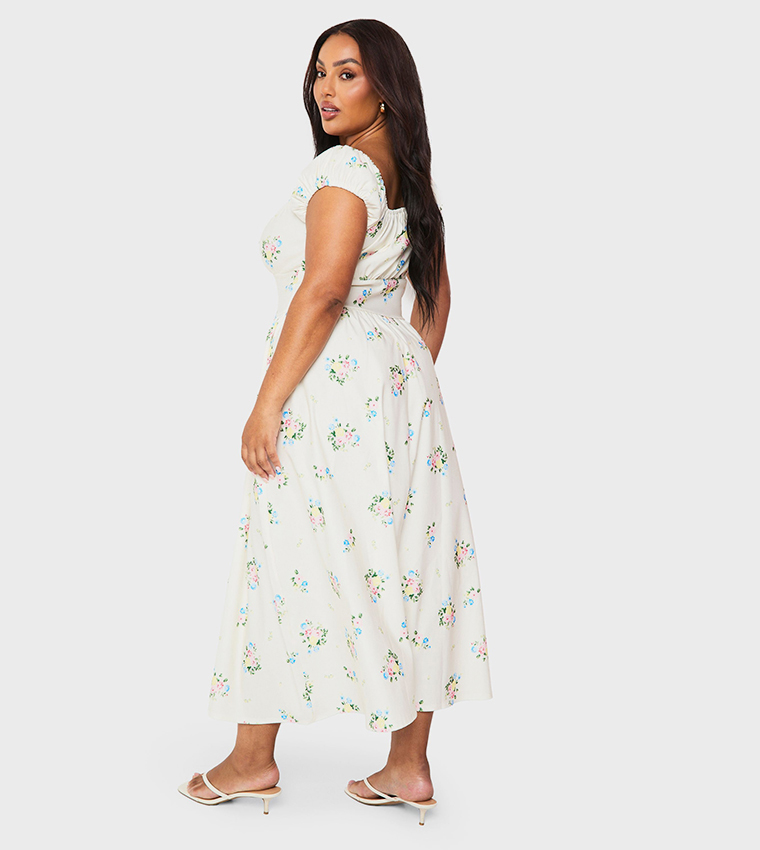 Curve Printed Midi Skater Dress