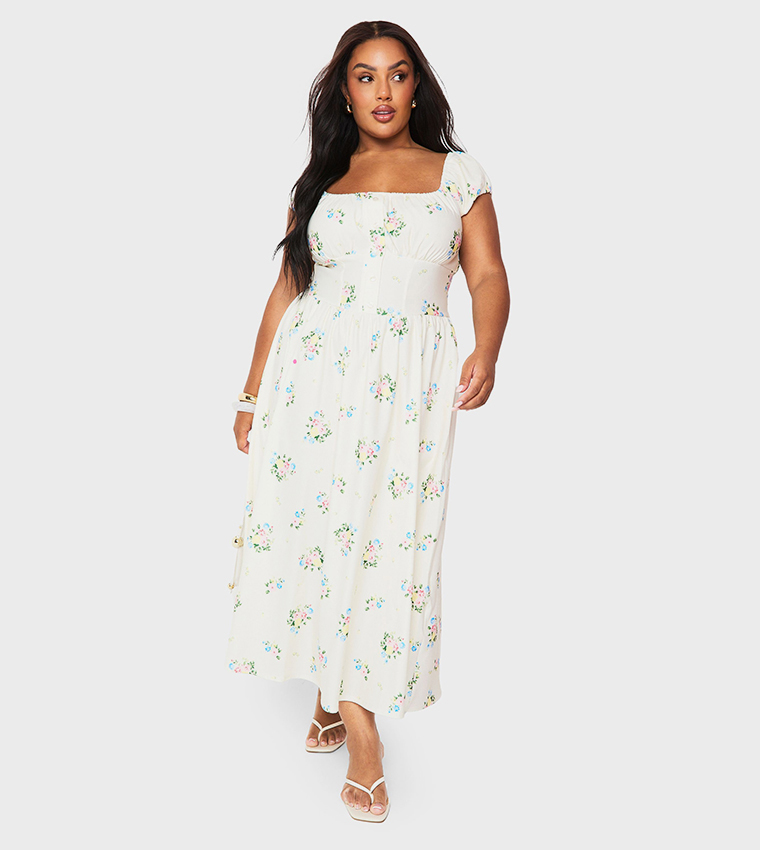 Curve Printed Midi Skater Dress