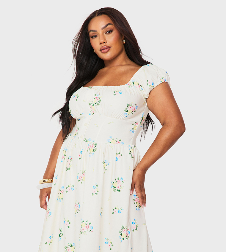 Curve Printed Midi Skater Dress