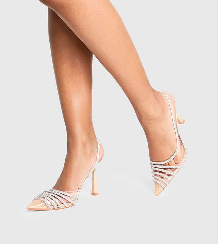 Embellished Clear Singback Pumps