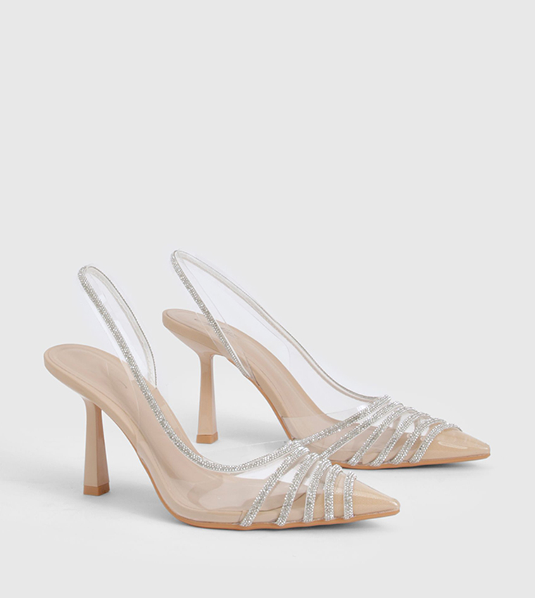 Embellished Clear Singback Pumps