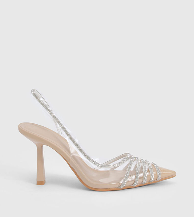 Embellished Clear Singback Pumps