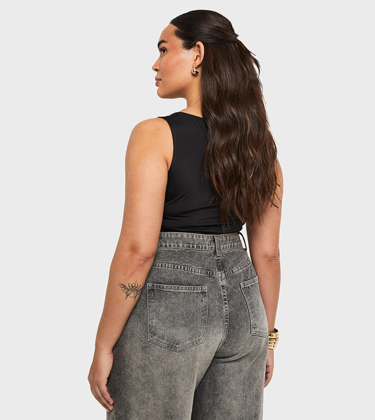 Curve Double Layer Slinky Square Neck Top