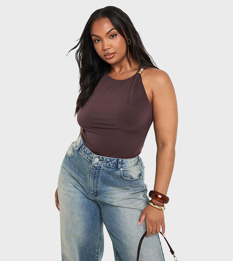 Curve Gold Trim Detail Top