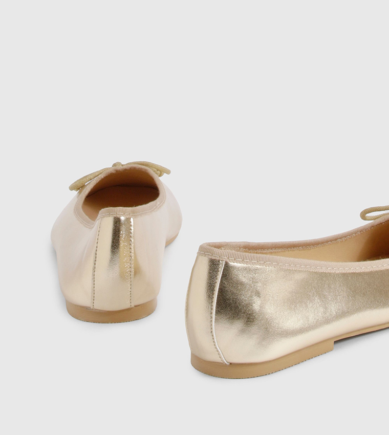 Metallic Bow Detail Ballerinas