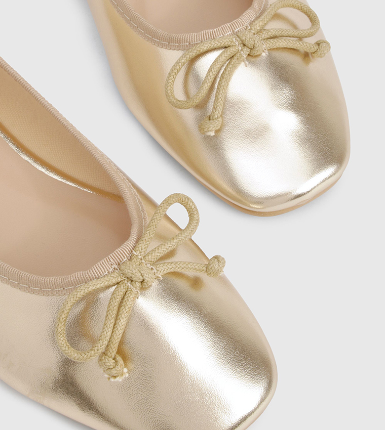 Metallic Bow Detail Ballerinas