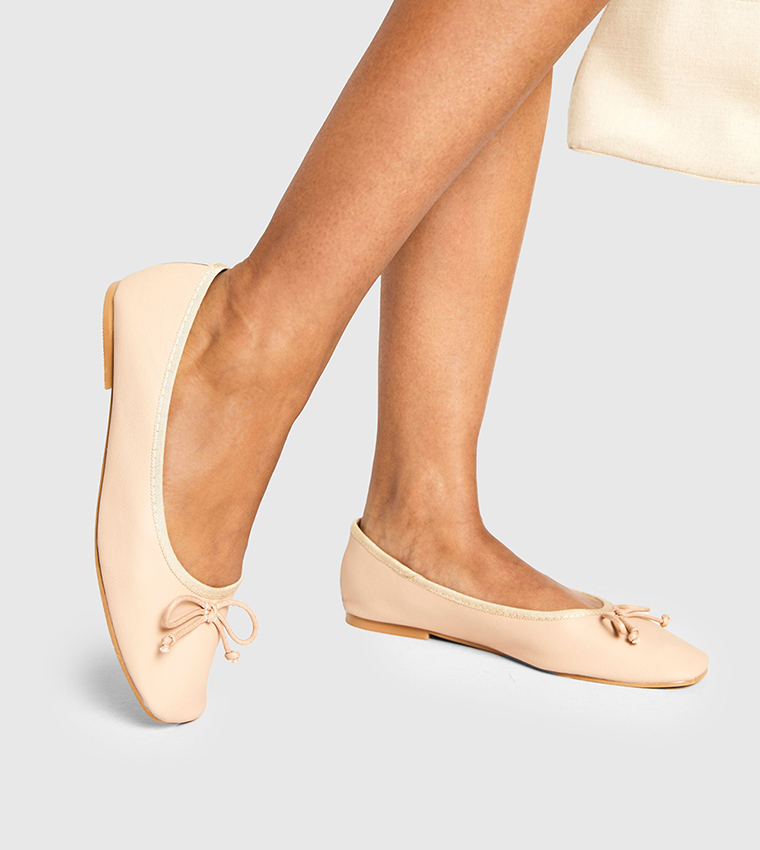 Almond Toe Bow Detail Ballerinas
