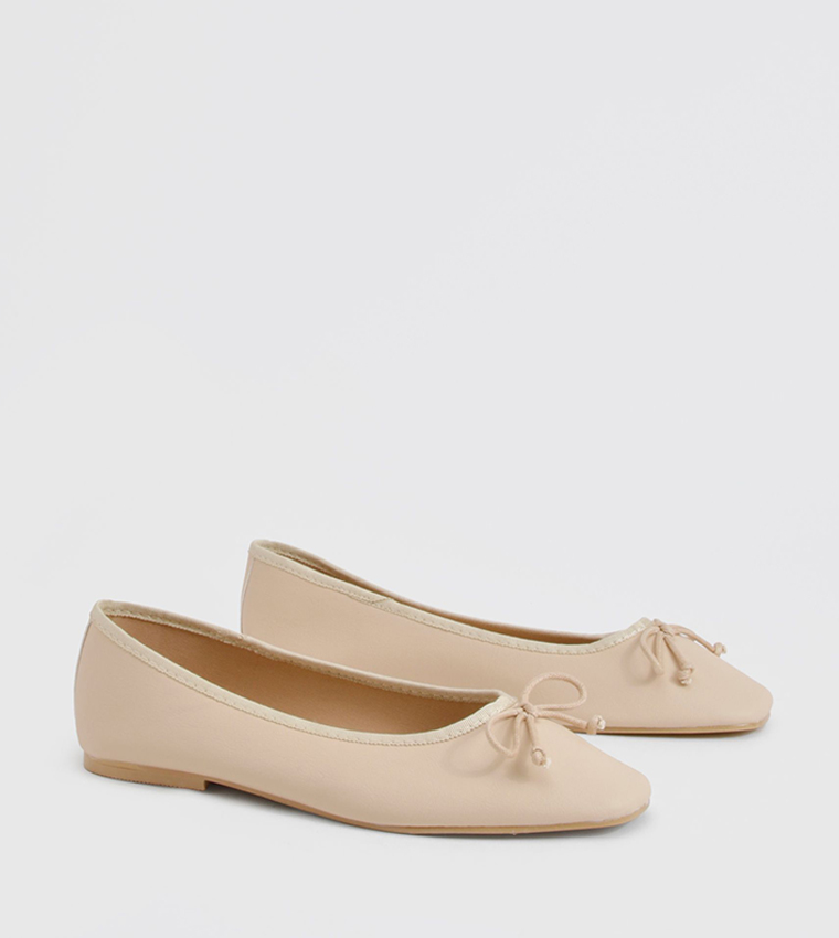 Almond Toe Bow Detail Ballerinas