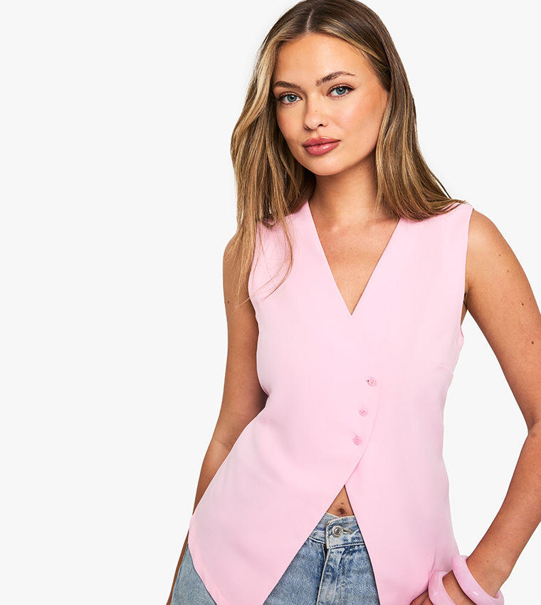 Asymmetric Button Detail Waistcoat