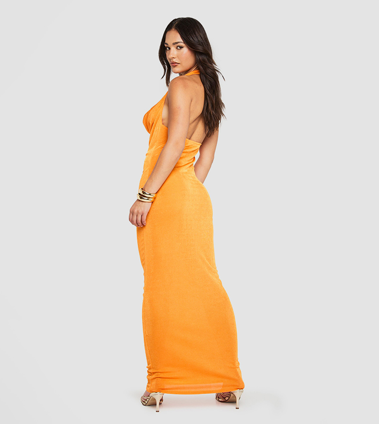 Petite Beaded Cowl Slinky Maxi Dress