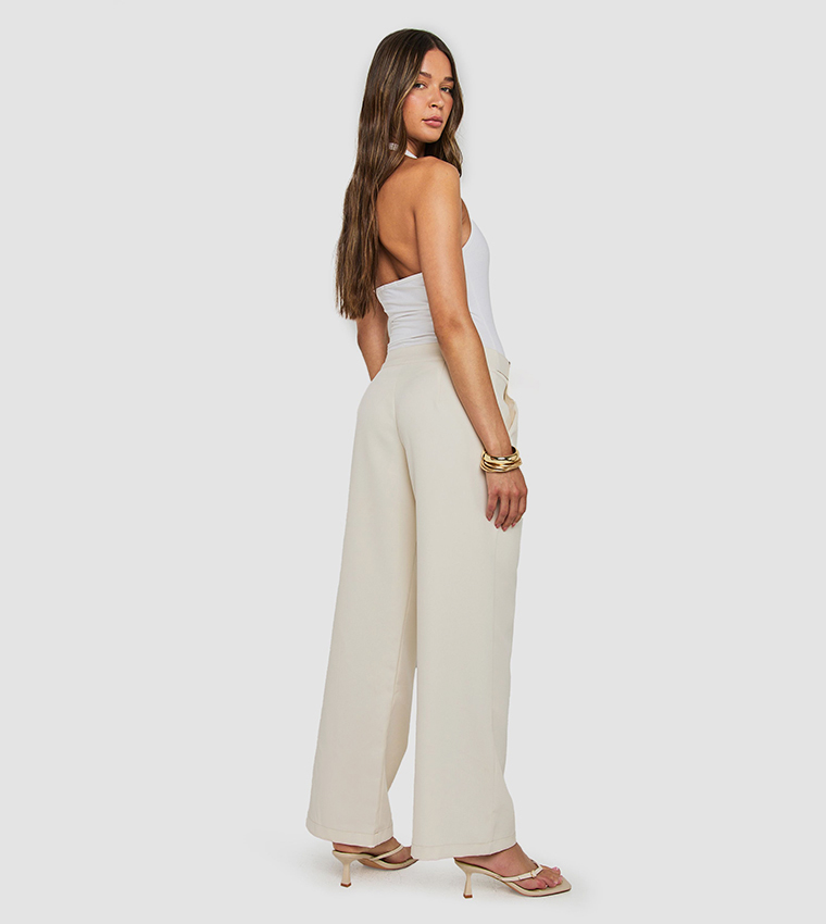 Low Rise Belted Straight Leg Trousers