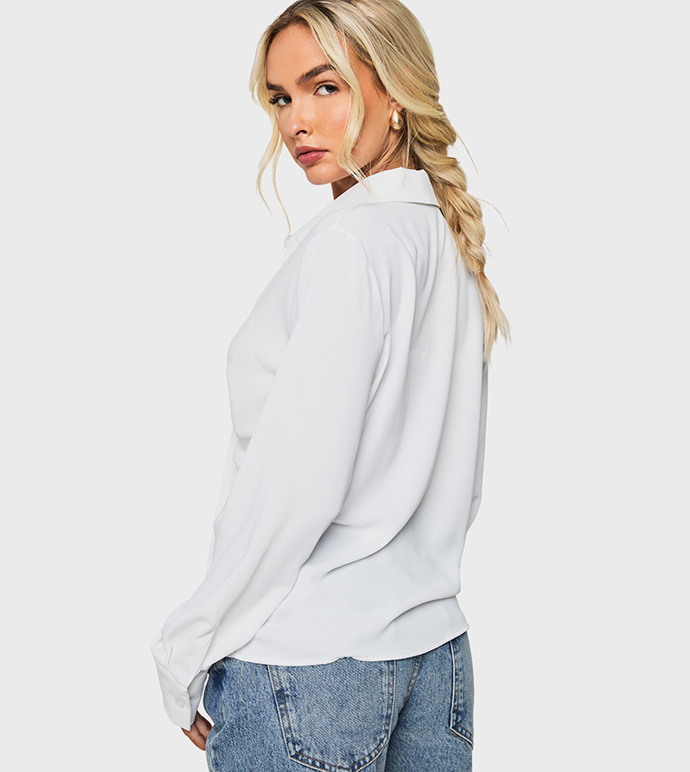 Tie Front Long Sleeves Shirt