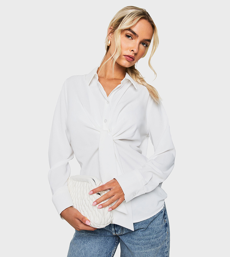 Tie Front Long Sleeves Shirt