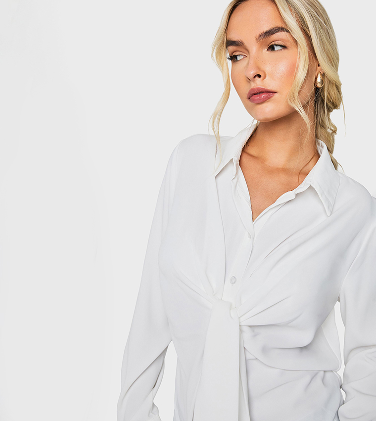 Tie Front Long Sleeves Shirt