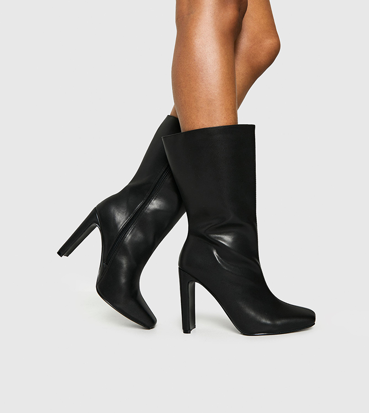 Wide Fit Square Toe Heeled Boots