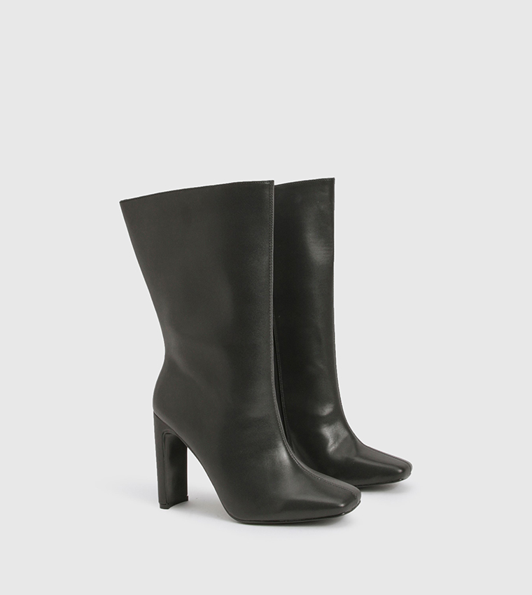 Wide Fit Square Toe Heeled Boots
