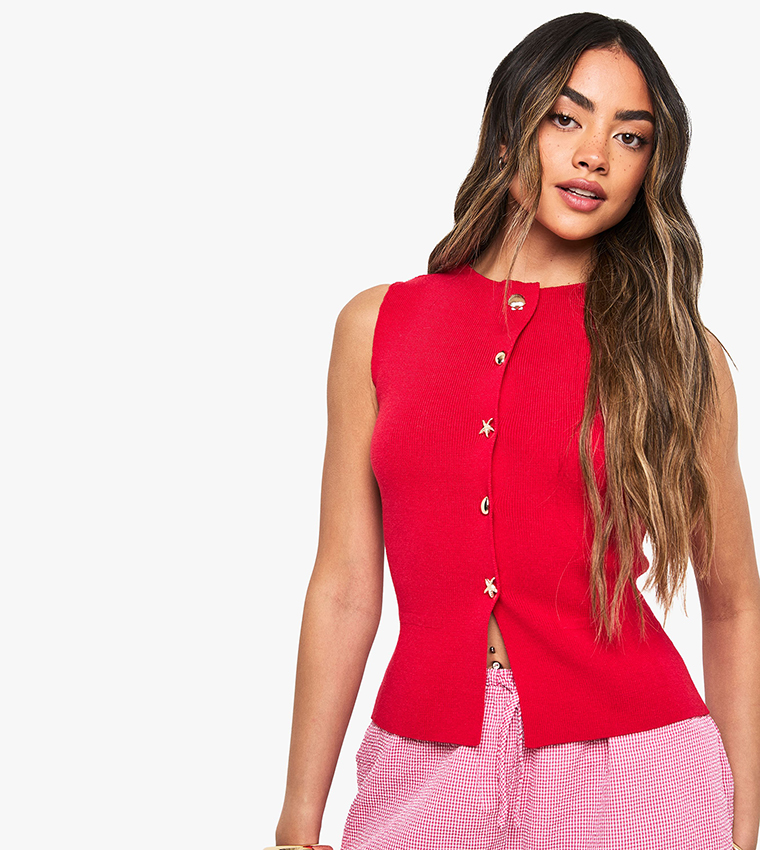 Shell Gold Button Detail Waistcoat