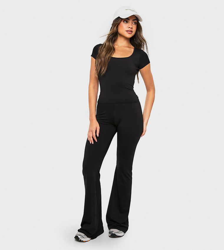 Soft Slinky Square Neck Cap Sleeves Top