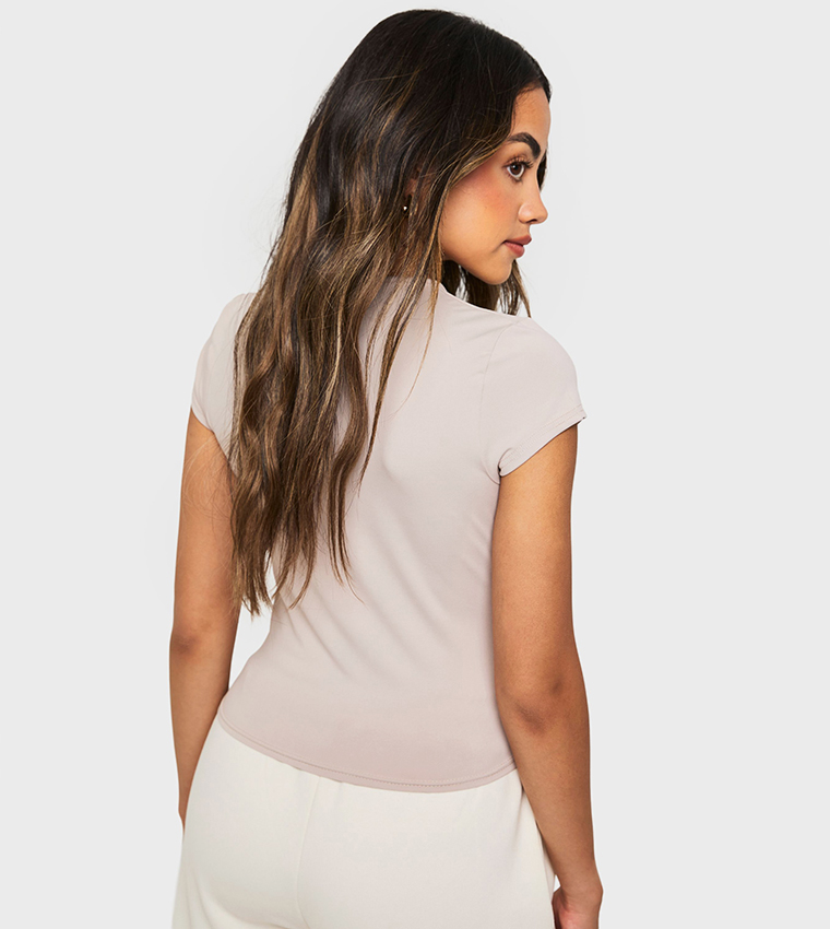 Soft Slinky Cap Sleeves Crew Neck Top