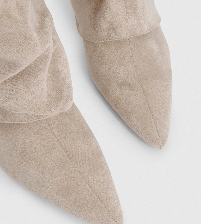 Faux Suede Fold Over Stiletto Knee High Boots