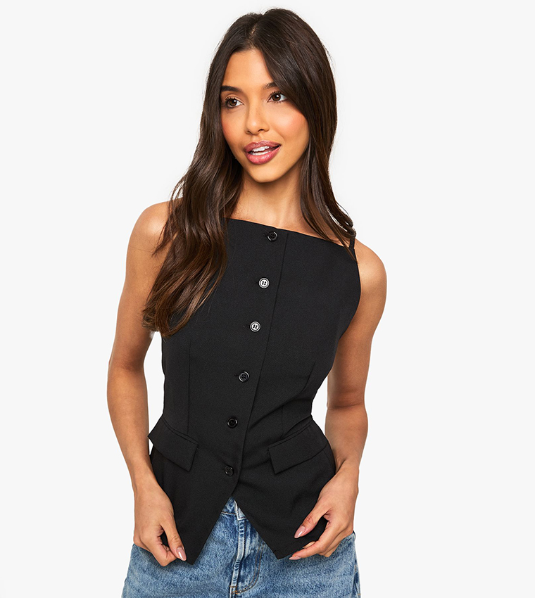 High Neck Tie Back Waistcoat