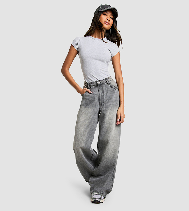 Solid Cap Sleeves Fitted T-Shirt